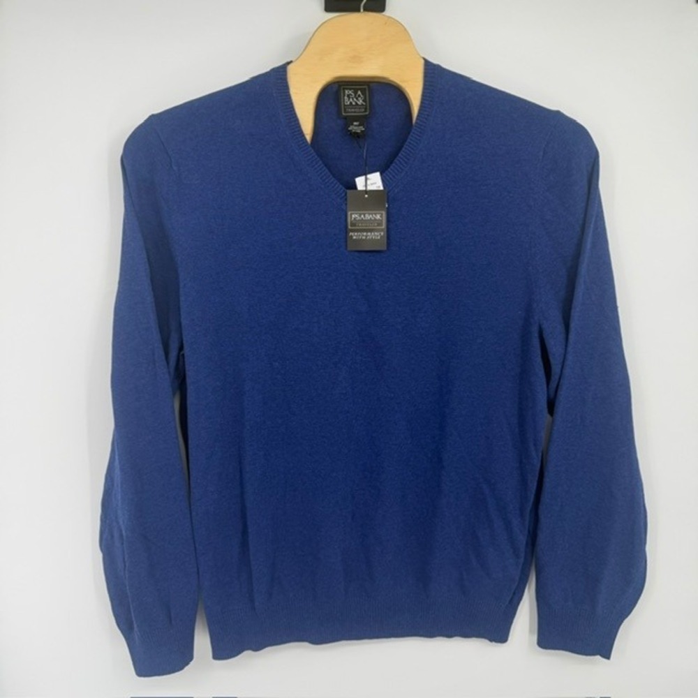 NWT Jos. A. Bank Men's 3XLT Traveler V-Neck Sweater Blue Pima Cotton J039388